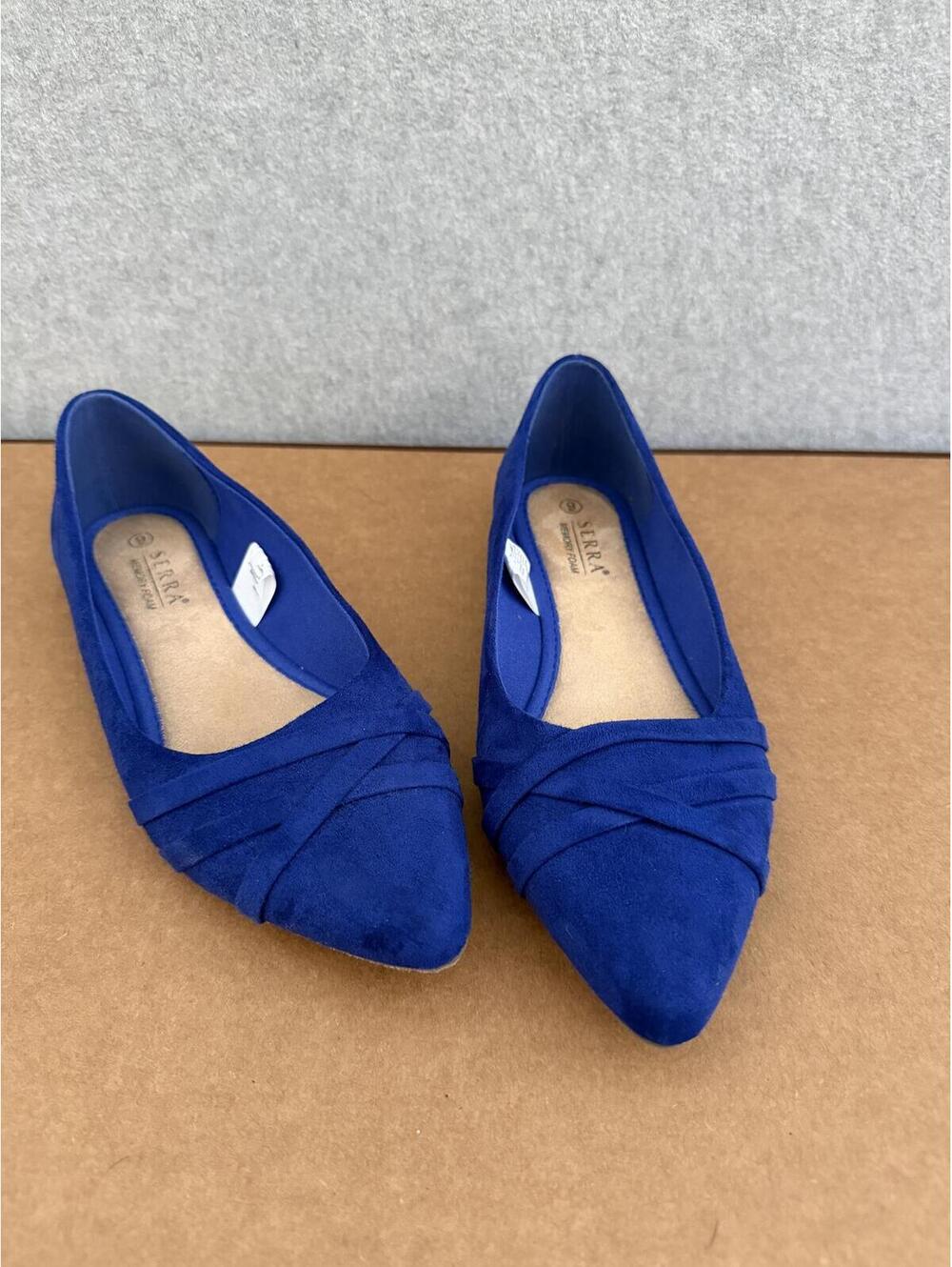 Serra Pointed Ballet Flats sz 9 M Royal Blue Suede Fabric; Strap Details